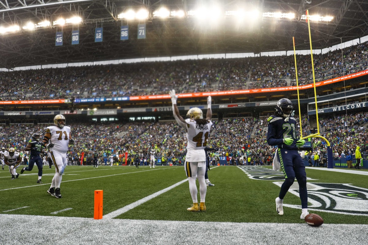 Getting Alvin Kamara going could be a great way to take the Seahawks fans out of it.